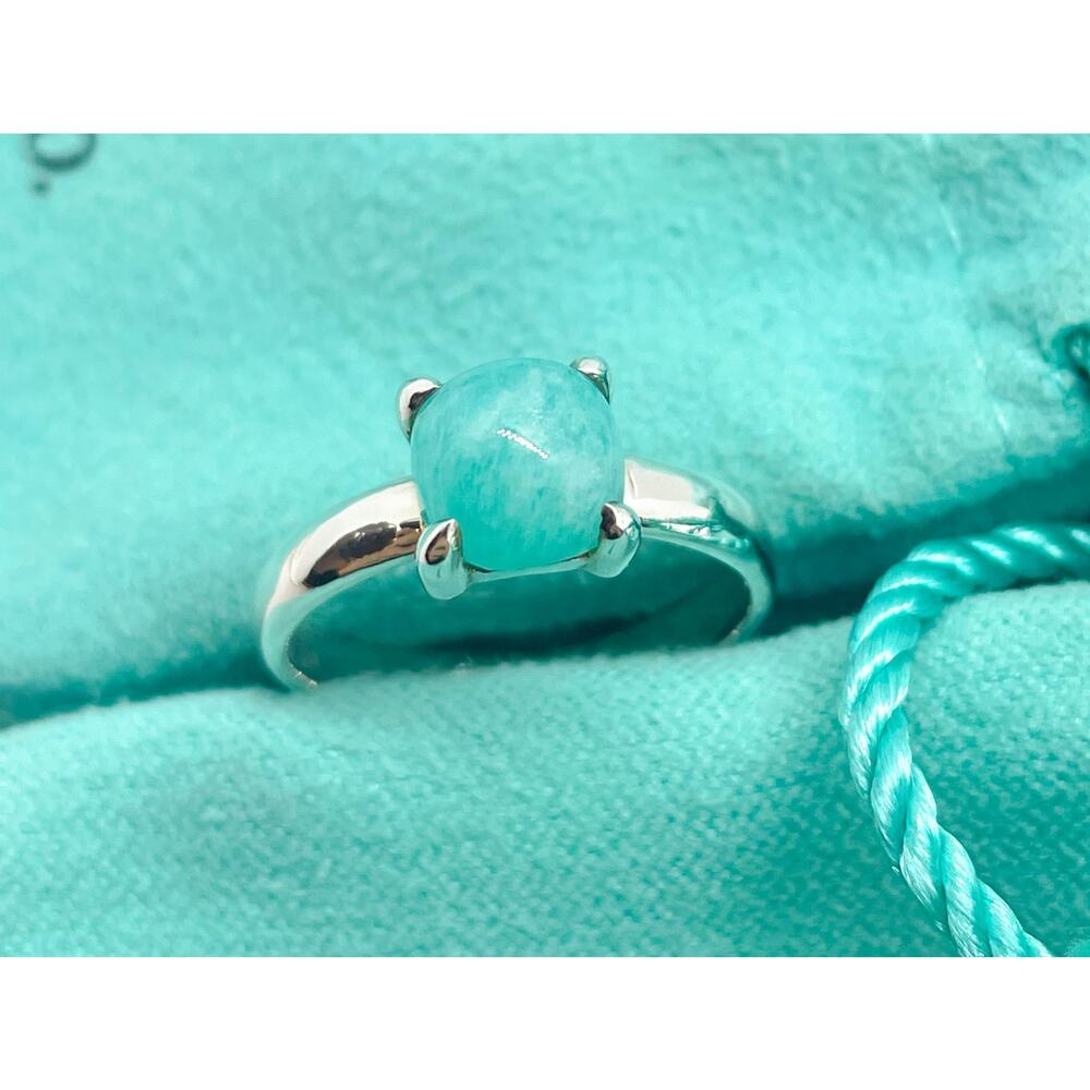 Tiffany & Co. Paloma Picasso 7mm Amazonite Sugar Stacks Ring - Size 6.75 - Picture 2 of 16